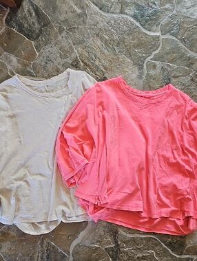 Casual Lightweight Tee Set — Pink and Oatmeal